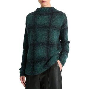 Vince Womens Shadow Plaid Funnel Neck Alpaca & Wool-Blend Sweater Sz MEDIUM